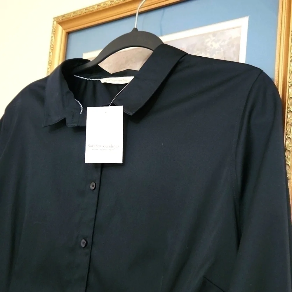 Soft Surroundings Black Button Down Classy Sophisticated Pitch Black Color - Picture 3 of 12